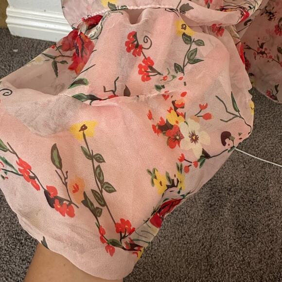 Ieena for Mac Duggal Pink Ruffled Floral Gown - Picture 5 of 11